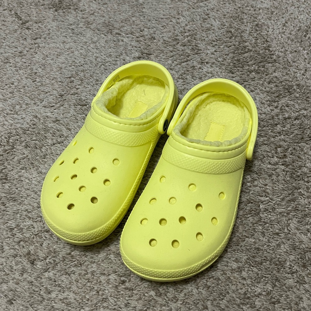 Yellow Fuzzy Crocs